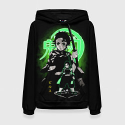 Толстовка-худи женская КЛИНОК, РАССЕКАЮЩИЙ ДЕМОНОВ ТАНДЖИРО КАМАДО, цвет: 3D-черный