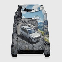 Толстовка-худи женская Toyota Land Cruiser 300 Горная дорога, цвет: 3D-черный