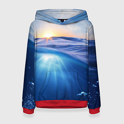 Толстовка-худи женская Грань между небом и водой, цвет: 3D-красный