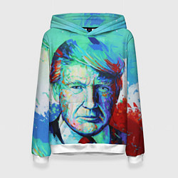 Толстовка-худи женская Дональд Трамп арт, цвет: 3D-белый