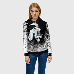 Толстовка-худи женская Белый Неон над лесом White Neon, цвет: 3D-черный — фото 2