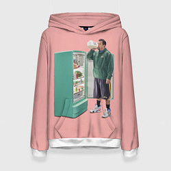 Толстовка-худи женская Адам Сэндлер пьет молоко, цвет: 3D-белый