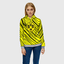 Толстовка-худи женская Borussia боруссия абстрактный фон желтый, цвет: 3D-меланж — фото 2