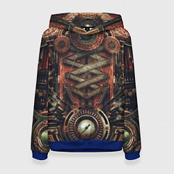 Толстовка-худи женская Mechanical device in Steampunk Retro style, цвет: 3D-синий