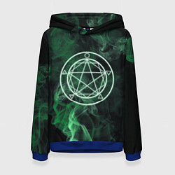 Толстовка-худи женская Пентаграмма защита от злых сил, цвет: 3D-синий
