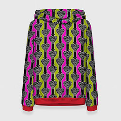 Толстовка-худи женская Striped multicolored pattern Сердце, цвет: 3D-красный