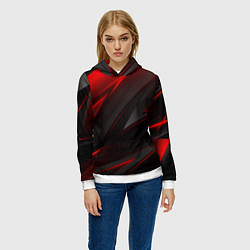 Толстовка-худи женская Red and Black Geometry, цвет: 3D-белый — фото 2