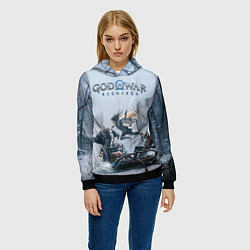 Толстовка-худи женская Кратос, Атрей и Фрея GOW Ragnarok, цвет: 3D-черный — фото 2