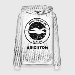 Толстовка-худи женская Brighton с потертостями на светлом фоне, цвет: 3D-белый