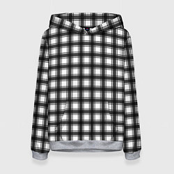 Толстовка-худи женская Black and white trendy checkered pattern, цвет: 3D-меланж