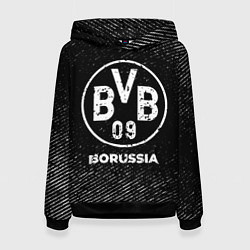Толстовка-худи женская Borussia с потертостями на темном фоне, цвет: 3D-черный