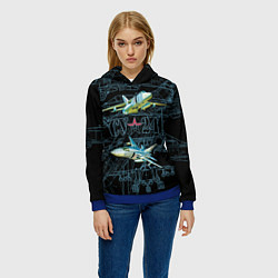 Толстовка-худи женская Фронтовой бомбардировщик Су-24, цвет: 3D-синий — фото 2