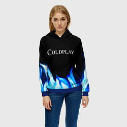 Толстовка-худи женская Coldplay Blue Fire, цвет: 3D-синий — фото 2