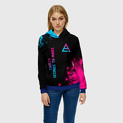 Толстовка-худи женская Thirty Seconds to Mars Neon Gradient, цвет: 3D-синий — фото 2