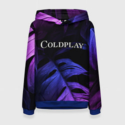 Толстовка-худи женская Coldplay neon monstera, цвет: 3D-синий