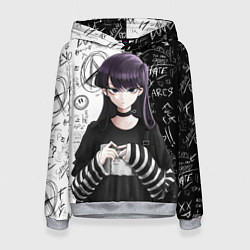 Толстовка-худи женская Коми сан гот - проблемы с общением, цвет: 3D-меланж