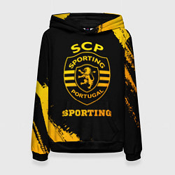 Толстовка-худи женская Sporting - gold gradient, цвет: 3D-черный