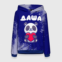 Толстовка-худи женская Даша панда с сердечком, цвет: 3D-синий