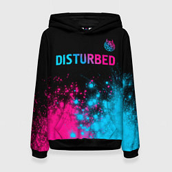 Женская толстовка Disturbed - neon gradient: символ сверху