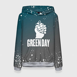Толстовка-худи женская Green day - брызги, цвет: 3D-меланж