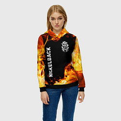 Толстовка-худи женская Nickelback и пылающий огонь, цвет: 3D-черный — фото 2