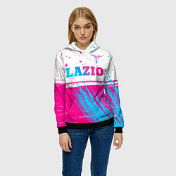 Толстовка-худи женская Lazio neon gradient style: символ сверху, цвет: 3D-черный — фото 2