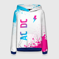 Женская толстовка AC DC neon gradient style: символ и надпись вертик