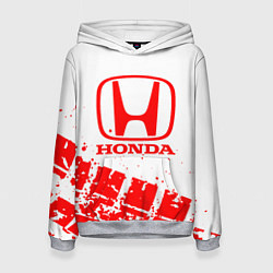 Толстовка-худи женская Honda - красный след шины, цвет: 3D-меланж