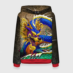Толстовка-худи женская Разноцветный Японский Дракон, цвет: 3D-красный