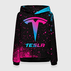 Толстовка-худи женская Tesla - neon gradient, цвет: 3D-черный