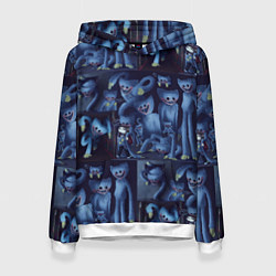 Толстовка-худи женская Хагги Вагги паттерн, цвет: 3D-белый