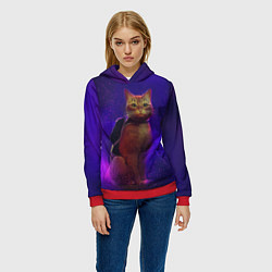Толстовка-худи женская Кот Stray, цвет: 3D-красный — фото 2