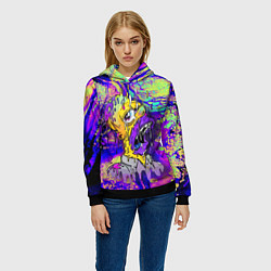 Толстовка-худи женская Гомер Симпсон - стилизация - экспрессия, цвет: 3D-черный — фото 2