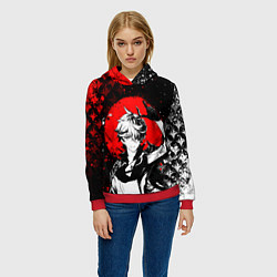 Толстовка-худи женская Тарталья - Мрачный геншин, цвет: 3D-красный — фото 2