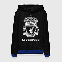 Толстовка-худи женская Liverpool sport на темном фоне, цвет: 3D-синий
