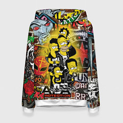 Толстовка-худи женская Simpsons & Punks not dead! Motto!, цвет: 3D-белый