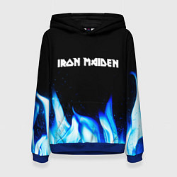Толстовка-худи женская Iron Maiden blue fire, цвет: 3D-синий
