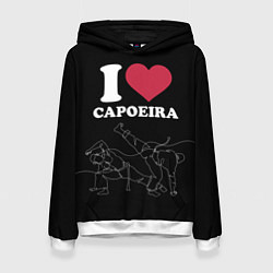Толстовка-худи женская I love Capoeira Battle line, цвет: 3D-белый