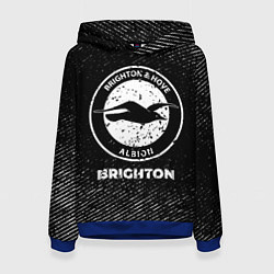 Толстовка-худи женская Brighton с потертостями на темном фоне, цвет: 3D-синий