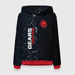 Женская толстовка Gears of War красно-белой лого на темном фоне