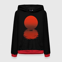 Толстовка-худи женская Закат красного солнца, цвет: 3D-красный