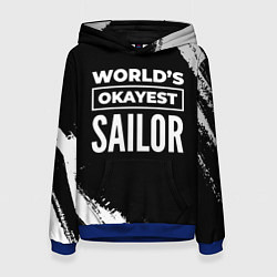 Толстовка-худи женская Worlds okayest sailor - dark, цвет: 3D-синий