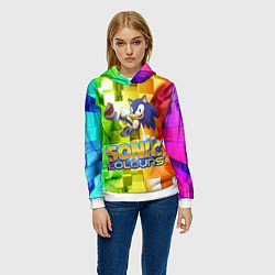 Толстовка-худи женская Sonic Colours - Hedgehog - Video game, цвет: 3D-белый — фото 2