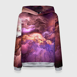Толстовка-худи женская Необычное фиолетовое облако, цвет: 3D-меланж