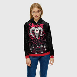 Толстовка-худи женская Slipknot - goat skull, цвет: 3D-красный — фото 2