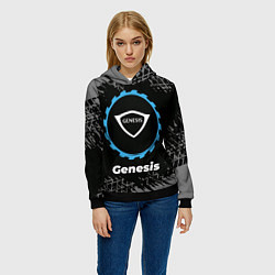 Толстовка-худи женская Genesis в стиле Top Gear со следами шин на фоне, цвет: 3D-черный — фото 2