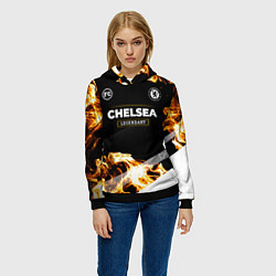 Толстовка-худи женская Chelsea legendary sport fire, цвет: 3D-черный — фото 2