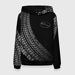 Толстовка-худи женская Jaguar tire tracks, цвет: 3D-черный