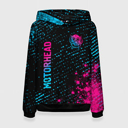 Толстовка-худи женская Motorhead - neon gradient: надпись, символ, цвет: 3D-черный