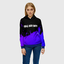 Толстовка-худи женская Fall Out Boy purple grunge, цвет: 3D-синий — фото 2